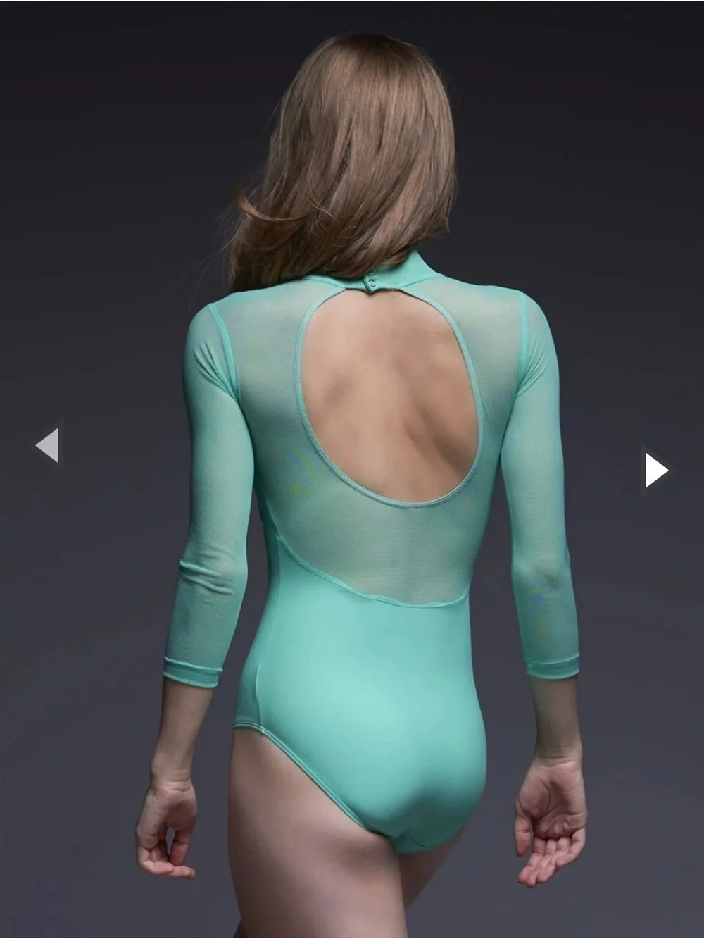 Eleve Dancewear Elizabeth Leotard  - Cantaloupe Mesh/Peaxh Matte Base - XS